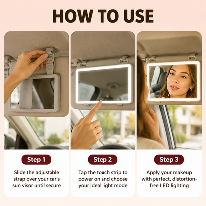 Elevora GlowMirror™ — Car Sun Visor LED Makeup Mirror