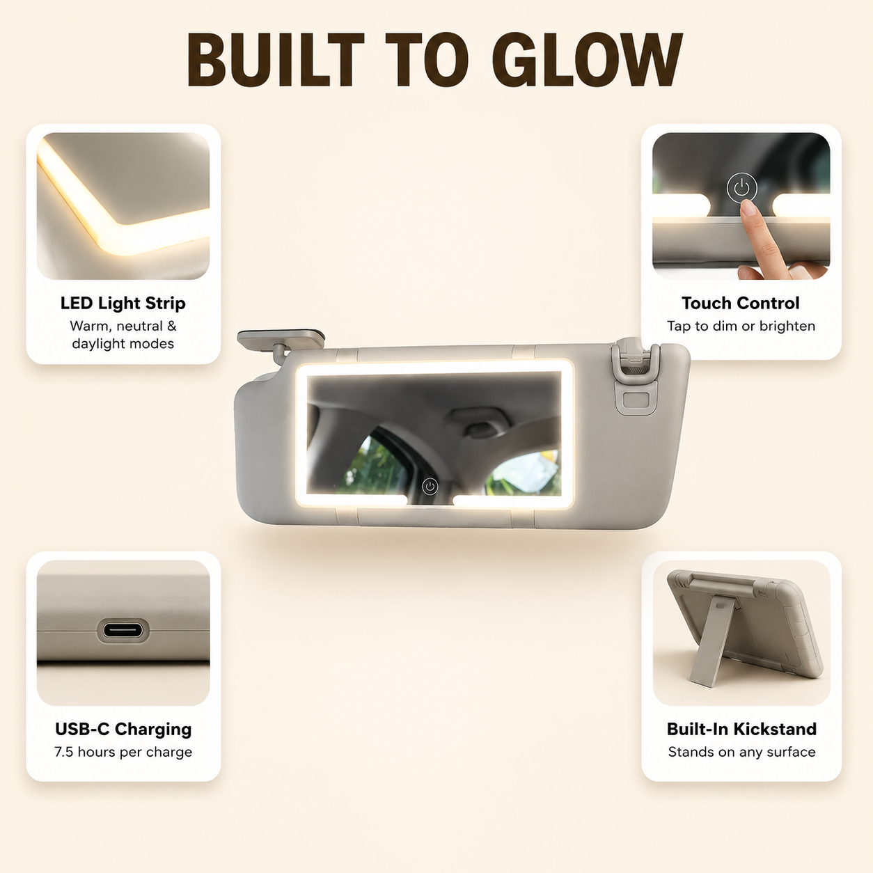 Elevora GlowMirror™ — Car Sun Visor LED Makeup Mirror