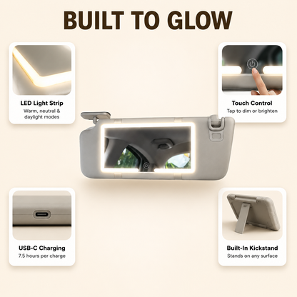 Elevora GlowMirror™ — Car Sun Visor LED Makeup Mirror