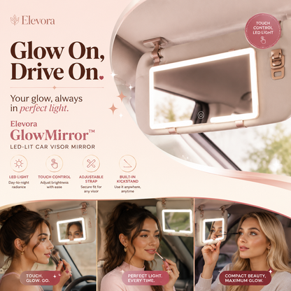 Elevora GlowMirror™ — Car Sun Visor LED Makeup Mirror
